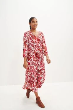 Faye Nouveau Silk Dress -Drapsify Sales Store 0374 Faye Elsinore Floral 1844 web