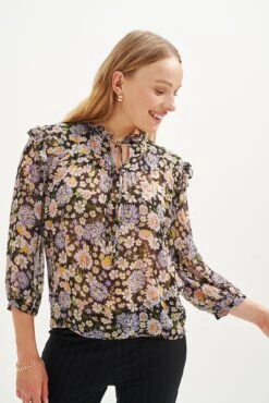 Camila Nouveau Silk Blouse - Midi Floral Lavender - ReAmour