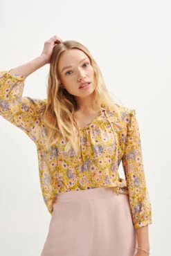 Camila Nouveau Silk Blouse - Midi Floral Sunflower - ReAmour -Drapsify Sales Store 0394 Camila Sunflower 0159 web 9a0199f1 9e3b 4d11 a11e a23c36057098