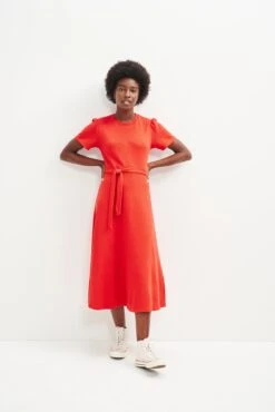 Tenille Scallop Knit Midi Dress 14 Tenille Scallop Knit Midi Dress -Drapsify Sales Store 0424 Tenille Carmine 2585 web