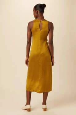 Cortney Cottonseed Cupro Dress - Gold -Drapsify Sales Store 0448 Cortney Cupro Gold 3