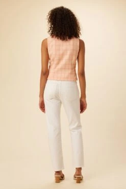 Kinsley Upcycled Top - Pink Peach Plaid -Drapsify Sales Store 0531 Kinsley Pink Peach Plaid 3