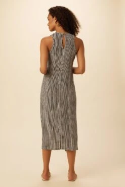 Cortney Washable Silk Midi Dress - Ink Stripe -Drapsify Sales Store 0561R1 Cortney Ink Stripe 3