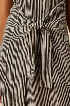 Cortney Washable Silk Midi Dress - Ink Stripe -Drapsify Sales Store 0561R1 Cortney Ink Stripe 5