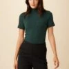 Fiona Paris Rib Turtleneck Top - Darkest Spruce