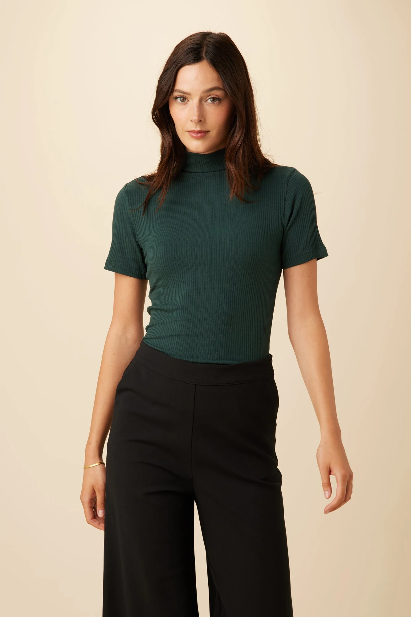 Fiona Paris Rib Turtleneck Top - Darkest Spruce 1 Fiona Paris Rib Turtleneck Top - Darkest Spruce