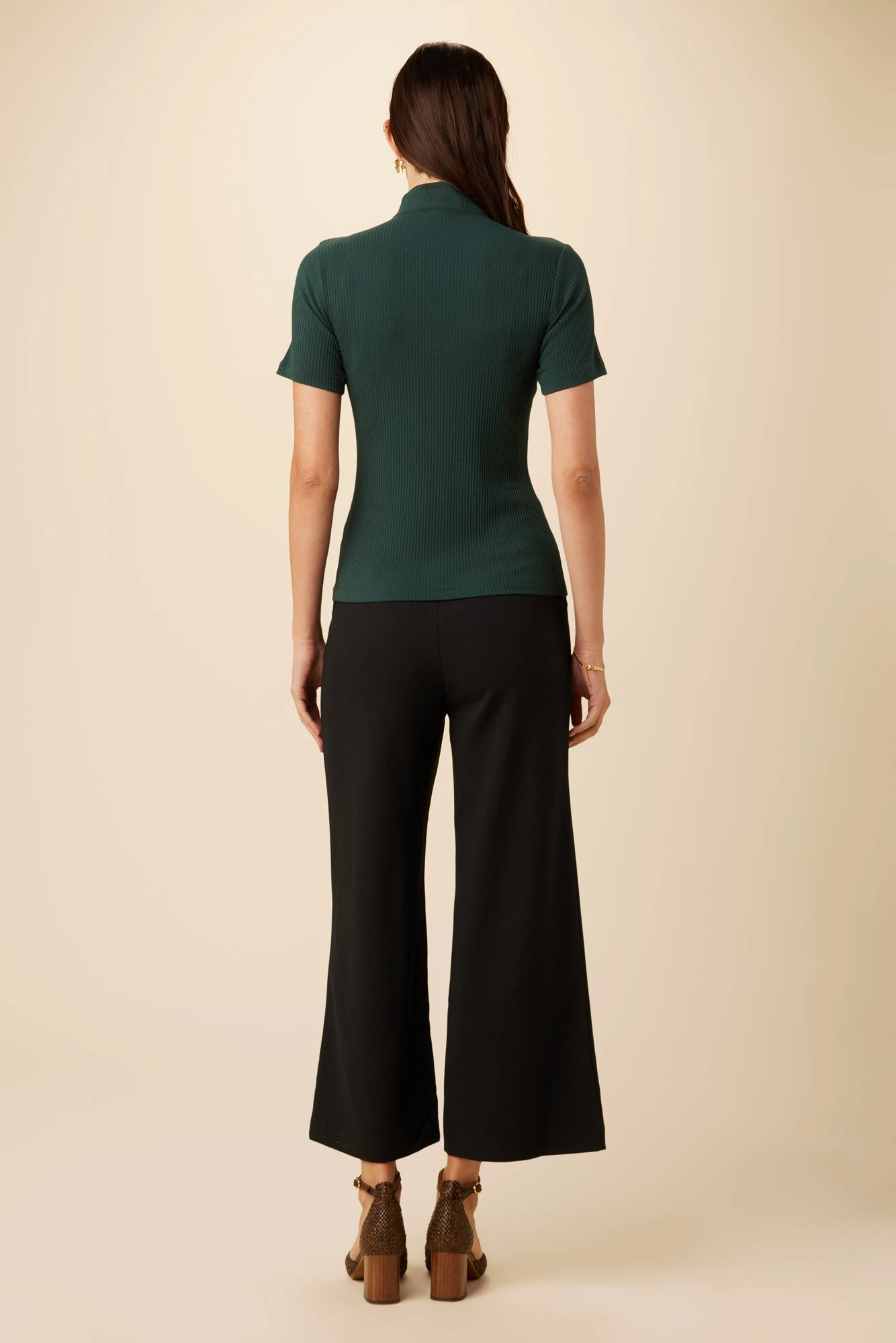 Fiona Paris Rib Turtleneck Top - Darkest Spruce 3 Fiona Paris Rib Turtleneck Top - Darkest Spruce - Image 3