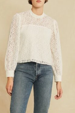 Mathea Upcycled Lace Top - Ivory