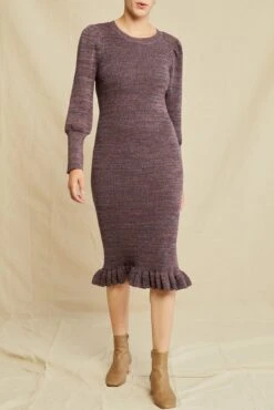 Alaya Organic Cotton Sweater Dress - Azure Melange