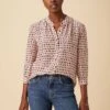 Charlotte 3/4 Sleeve Washable Silk Blouse - Valencia Dot Pink