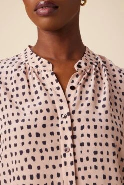 Charlotte 3/4 Sleeve Washable Silk Blouse - Valencia Dot Pink -Drapsify Sales Store 07 10140 Charlotte Silk Valencia Dot 4