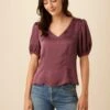 Juliana Eco Textured Viscose Blouse - Plum