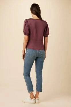 Juliana Eco Textured Viscose Blouse - Plum -Drapsify Sales Store 10023 Juliana Seersucker Plum 3
