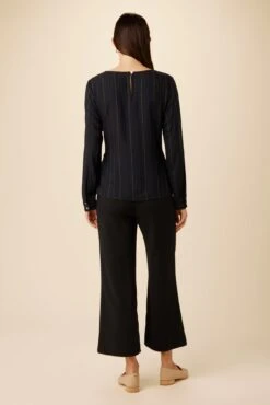 Scarlett Viscose Blouse - Navy Stripe -Drapsify Sales Store 10027 Scarlett Navy Stripe 3