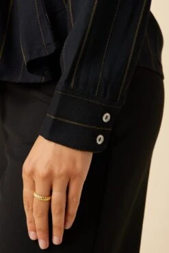 Scarlett Viscose Blouse - Navy Stripe -Drapsify Sales Store 10027 Scarlett Navy Stripe 5