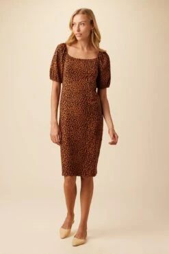 Bonnie Reverie Knit Dress - Almond Leopard Print