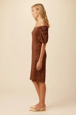 Bonnie Reverie Knit Dress - Almond Leopard Print -Drapsify Sales Store 10050 Bonnie Almond Leopard 5
