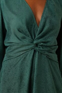 Etta Cupro Viscose Jacquard Dress - Darkest Spruce -Drapsify Sales Store 10077 Etta Jaquard Darkest Spruce 4