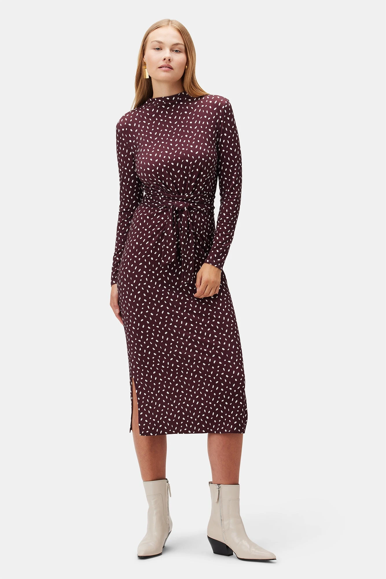 Castile Viscose Knit Dress - Doucet Dot Vineyard 1 Castile Viscose Knit Dress - Doucet Dot Vineyard