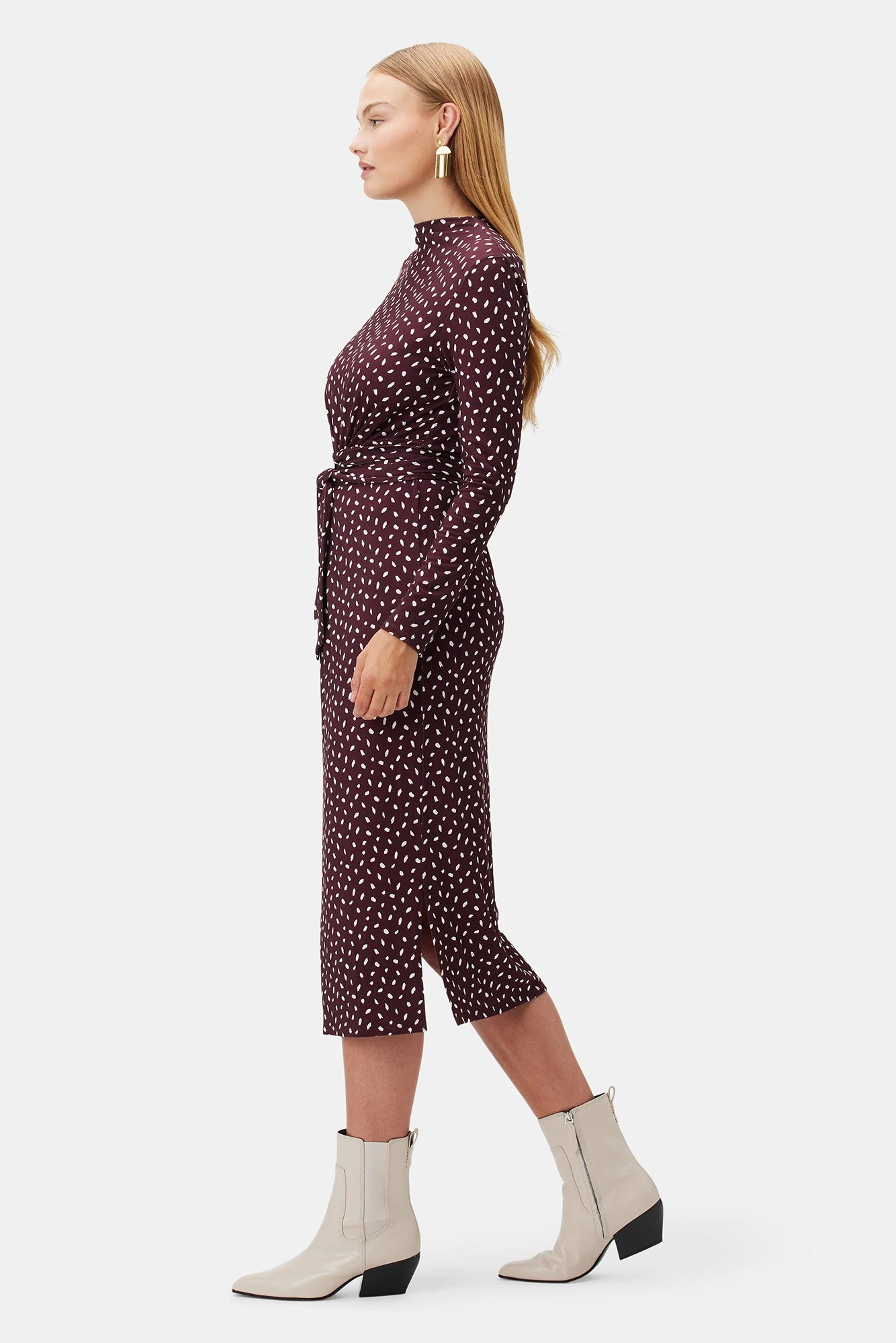 Castile Viscose Knit Dress - Doucet Dot Vineyard 2 Castile Viscose Knit Dress - Doucet Dot Vineyard - Image 2