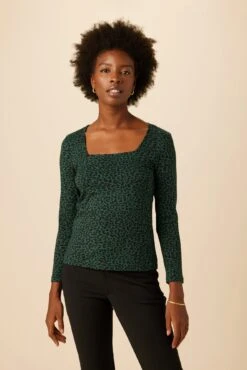 Corsica Reverie Knit Top - Forest Leopard
