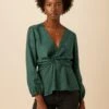 Clemence Cupro Viscose Jacquard Blouse - Darkest Spruce