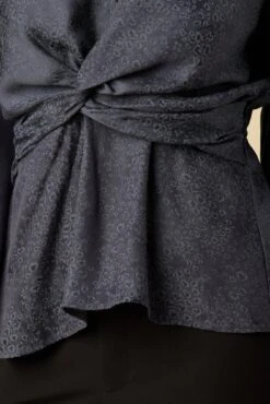 Clemence Cupro Viscose Jacqaurd Blouse - Midnight Blue -Drapsify Sales Store 10096 LS Clemence Midnight Blue 4