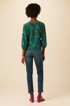 Linnea Washable Silk Top - Genoa Floral -Drapsify Sales Store 10115 Linnea Genoa Floral 3