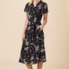 Joyce Washable Silk Dress - French Jardin Black