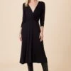 Olive 3/4 Sleeve Dream Knit Dress - Black