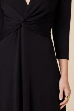 Olive 3/4 Sleeve Dream Knit Dress - Black -Drapsify Sales Store 10128 34 Slv Olive Black 4