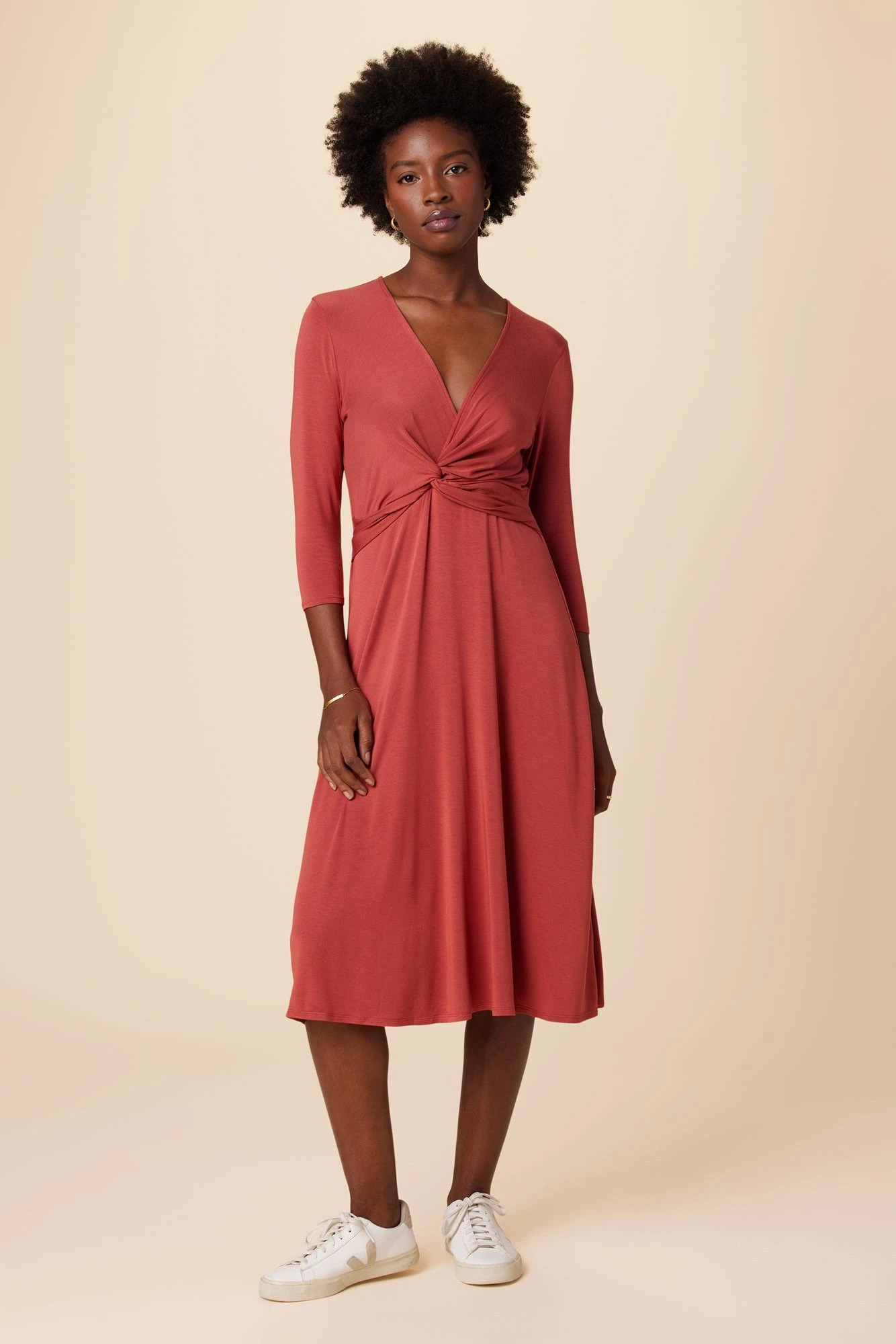 Olive 3/4 Sleeve Dream Knit Dress - Sienna 1 Olive 3/4 Sleeve Dream Knit Dress - Sienna