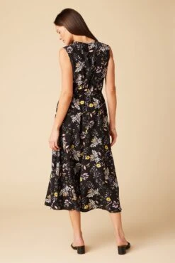 Olive Washable Silk Midi Dress - French Jardin Black -Drapsify Sales Store 10129R1 Olive Silk French Jardin 3