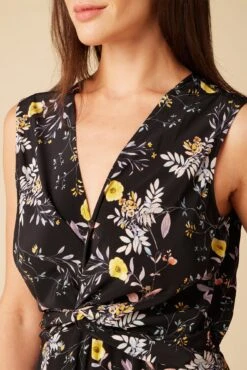 Olive Washable Silk Midi Dress - French Jardin Black -Drapsify Sales Store 10129R1 Olive Silk French Jardin 4