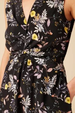 Olive Washable Silk Midi Dress - French Jardin Black -Drapsify Sales Store 10129R1 Olive Silk French Jardin 5