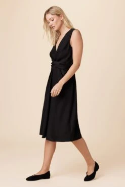 Olive Tencel Midi Dress - Black -Drapsify Sales Store 10133 Olive Twill Black 2