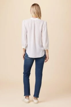 Charlotte 3/4 Sleeve Tencel Blouse - White -Drapsify Sales Store 10141 Charlotte Tencel White 3