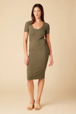 Juniper Paris Rib Dress - Calla Green