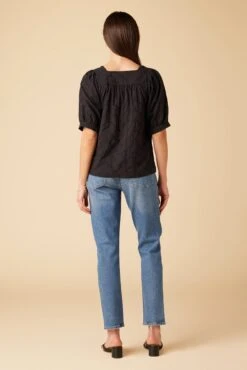 Edith Upcycled Eyelet Blouse - Black -Drapsify Sales Store 10146 Edith Eyelete Black 3