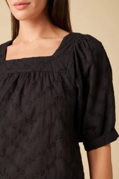 Edith Upcycled Eyelet Blouse - Black -Drapsify Sales Store 10146 Edith Eyelete Black 4
