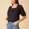 Edith Upcycled Eyelet Blouse - Black
