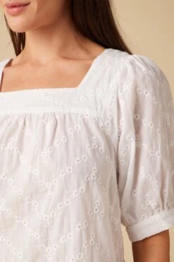 Edith Upcycled Eyelet Blouse - White -Drapsify Sales Store 10146 Edith Eyelete White 4