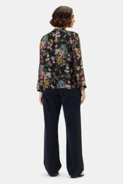 Jeanne Chiffon Blouse - Rosalind Floral Black -Drapsify Sales Store 10155 Jeanne Chiffon Rosalind Floral Black 3