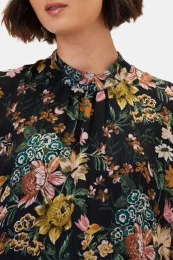 Jeanne Chiffon Blouse - Rosalind Floral Black -Drapsify Sales Store 10155 Jeanne Chiffon Rosalind Floral Black 4