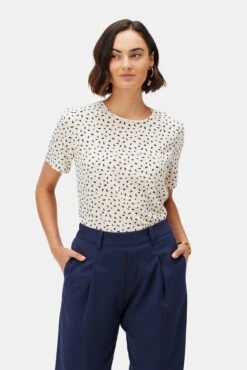 Odilia Washable Silk Blouse - Doucet Dot Ivory