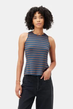 Jillian Dream Knit Tank - Azure Umber Stripe -Drapsify Sales Store 10177 Jillian Stripe Harbor Stripe Azure Umber 1