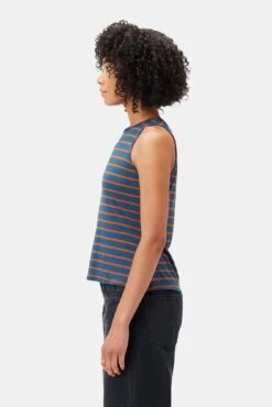 Jillian Dream Knit Tank - Azure Umber Stripe -Drapsify Sales Store 10177 Jillian Stripe Harbor Stripe Azure Umber 2