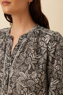 Charlotte Organic Cotton Blouse - Nina Black -Drapsify Sales Store 10179 Charlotte Cotton Nina Black 4