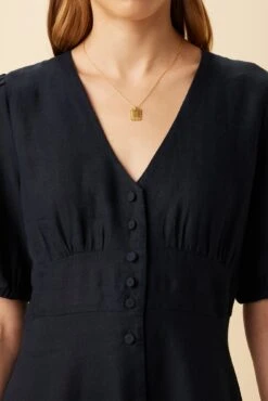 Odette Linen Dress - Navy -Drapsify Sales Store 10191 Odette Linen Navy 4