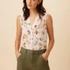 Amy Washable Silk Blouse - Botanic Floral Ivory